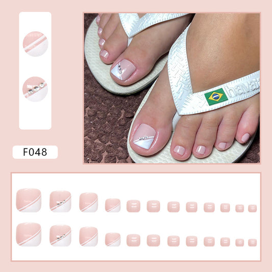 Modelo de uñas postizas francesas de triángulo biselado blanco, simples y puras, uñas postizas, caja de 24 piezas de arte de uñas.｜365nails