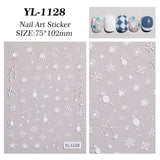Winter Christmas Snowflake Nail Art Sticker 5D Embossed Three-dimensional White Hollow Snowflake Nail Sticker Ornament YL