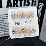 Candy soda Douyin, a mesma pilha de adesivos de nail art doce e gelada feita à mão, explosão de diamante flash médio e longo Unhas Press-on feitas à mão｜365nails