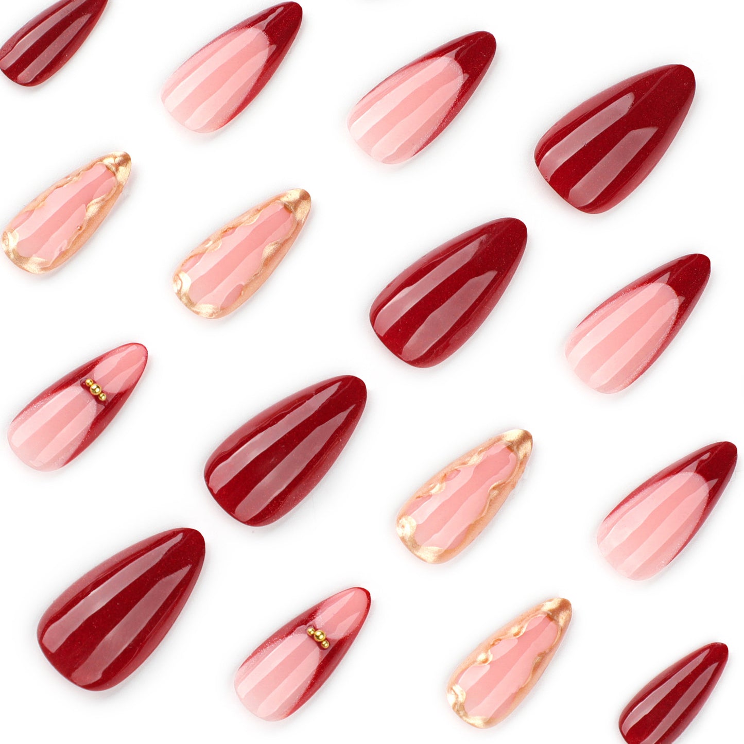 hot-selling French red press on nails  explosion wearable  almond nail art ｜365nails
