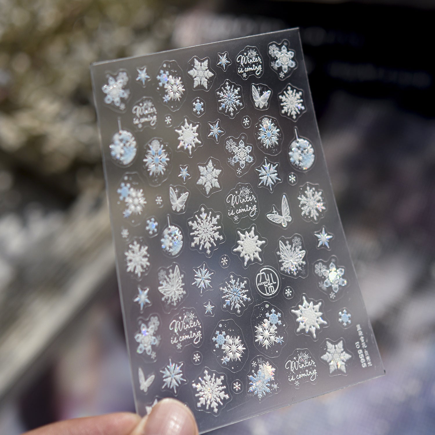 Holographic Snowflake Collection: "Winter Snowflake" – 3D Embossed Nail Sticker