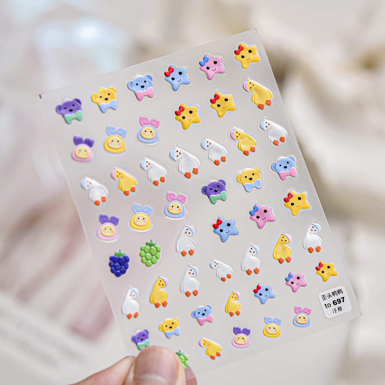 Luxury Teddy Bear: "Big Head Teddy" – 3D Embossed Nail Sticker