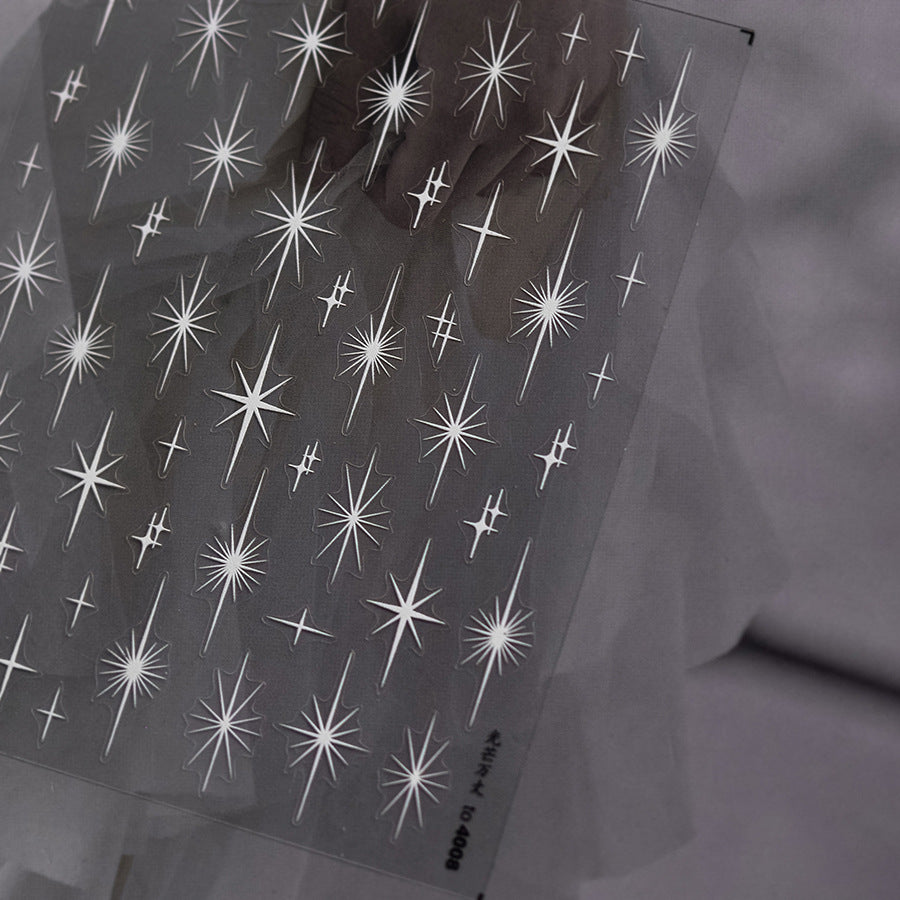 365nails: « explosion d'étoiles blanche en art au trait » – Autocollants pour ongles