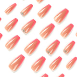 Unhas francesas em formato de V com bordas chanfradas, manicure com strass e diamantes brilhantes, mais vendidas no atacado｜365nails