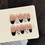 Black French Nude Glitter Paw Press On Nails