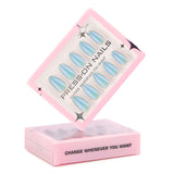 Blazing Blue Aurora Cat's Eye Short Almond press-on nails