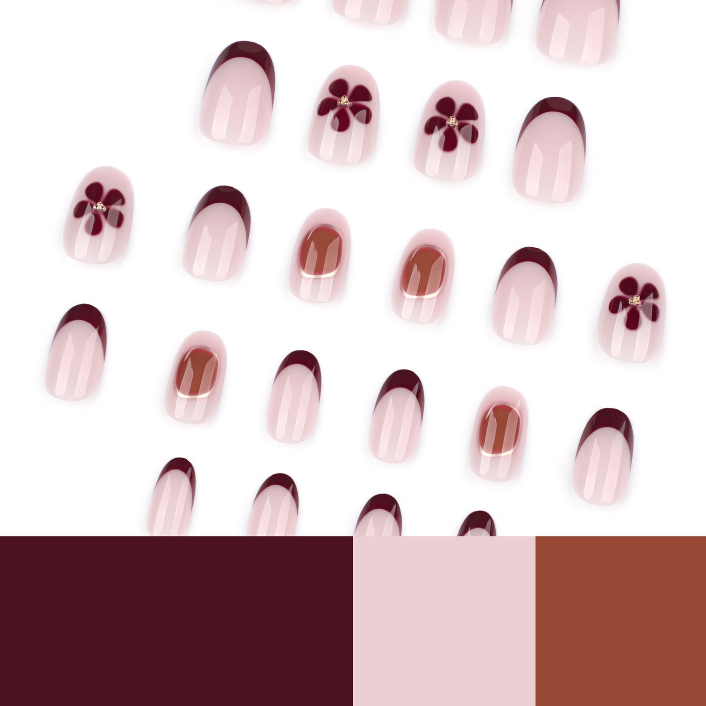 European and American foreign trade wearing nail short short round nail piece simple French fake nail flower nail piece nails