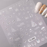 Crystal Diamond Christmas Tree Nail Art Sticker 5D Embossed Three-dimensional Gold Bead Christmas Tree DIY Nail Sticker Ornament TL