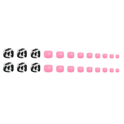 Unhas postiças da moda Barbie rosa doce menina vaca padrão vestindo armadura destacável acabada unhas postiças armadura atacado 24 peças ｜ 365 unhas