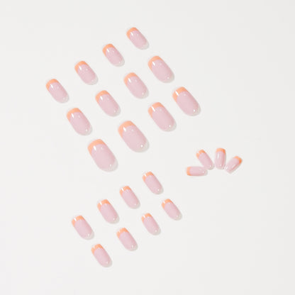 Nude Orange French Pearl press on nails Finished Nail Art Patch False Nail Nail Patch Waterproof Removable｜365nails