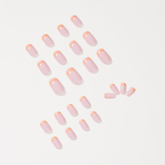 Nude Orange French Pearl press on nails Finished Nail Art Patch False Nail Nail Patch Waterproof Removable｜365nails