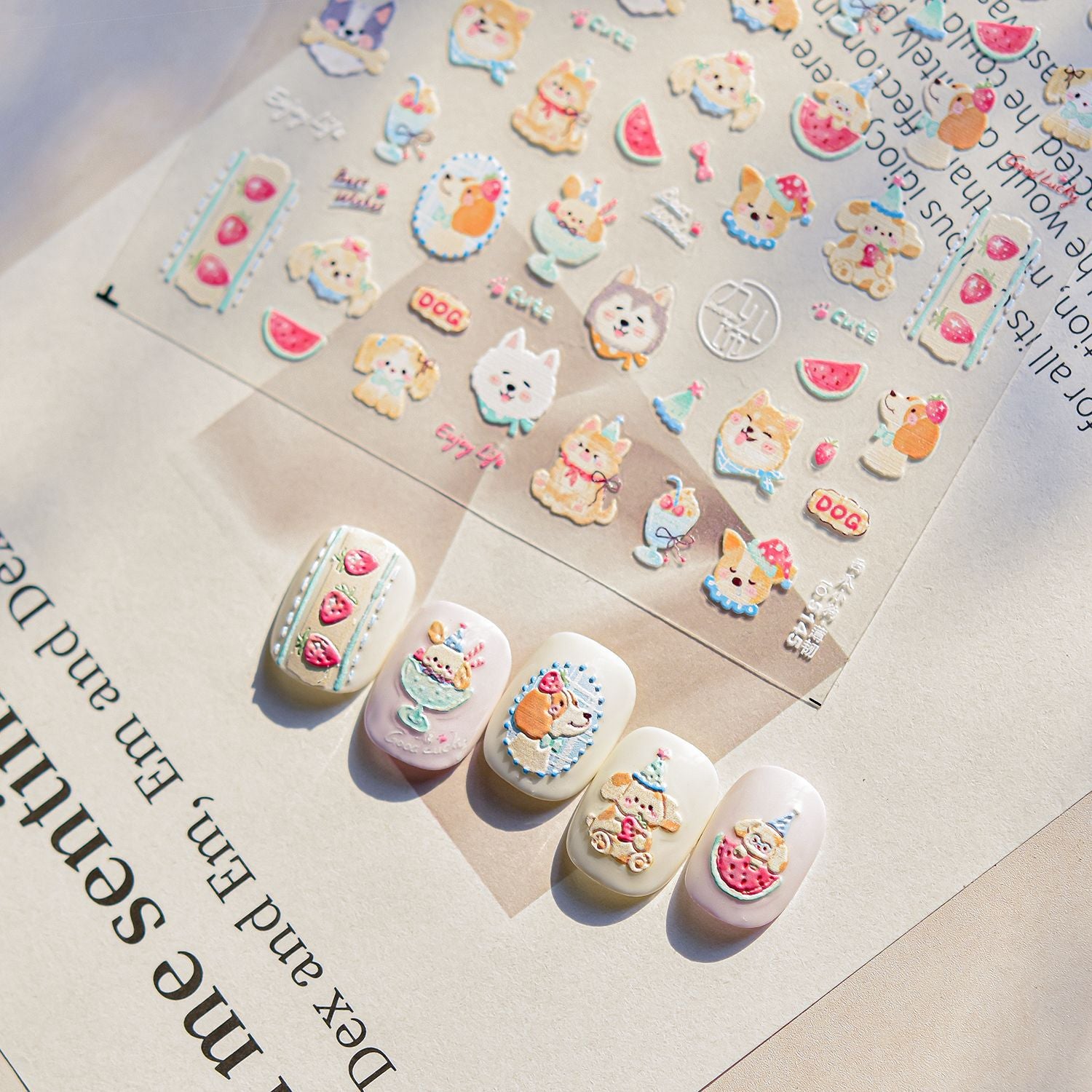 365nails: "Cute Shiba Inu Dog Summer Fruit" – Nail Art Stickers