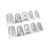 Manicure boca de pato, escultura tridimensional simples e pura em gelo francês, unhas postiças feitas à mão｜365nails