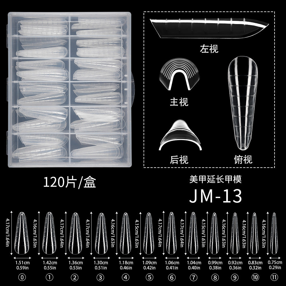 Nail Tips 120 transparent crystal nail molds, boxed with graduated crystal extension nail molds,  rapid phototherapy extension nail molds