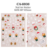 Christmas Atmosphere Nail Art Sticker 5D Embossed Three-dimensional Santa Elk Nail Sticker Ornament CA