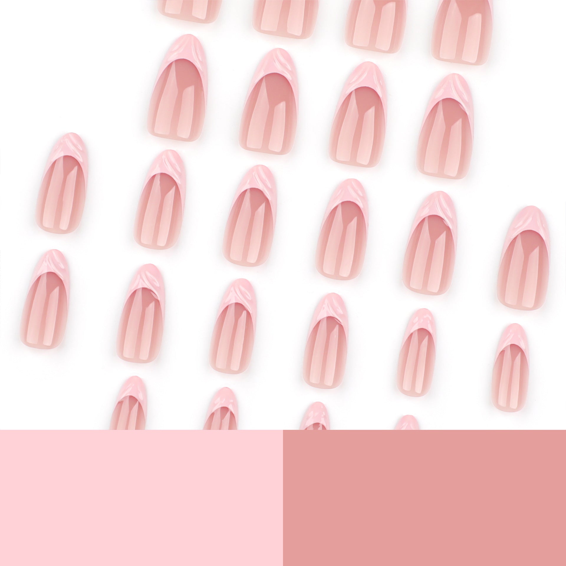 簡約短款杏仁形成品 法式粉色3D甲片，可重複使用 批發｜365nails