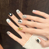 Black White Gold New Year Party Nails