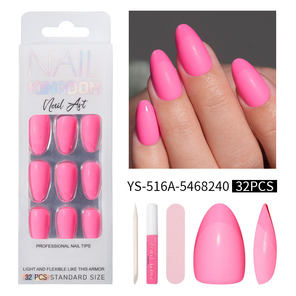 Nail Art Premium Sense Semi-Frosted French Almond Nail Short Removable Patch Fake Nail Finished press on nails