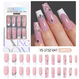 Press on nails fake nail patch extension nail Spice Girl medium rectangle removable 24 pieces with drill manicure