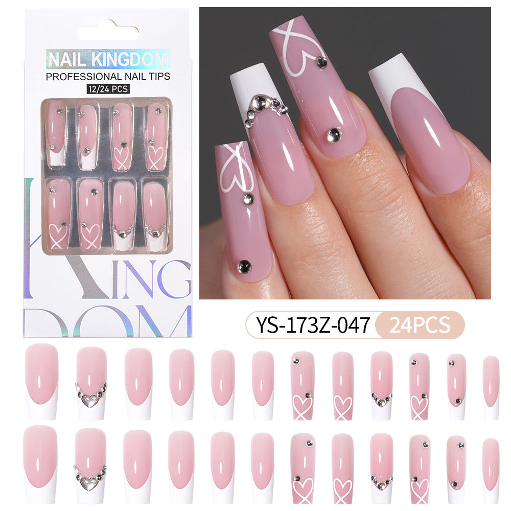 Press on nails fake nail patch extension nail Spice Girl medium rectangle removable 24 pieces with drill manicure
