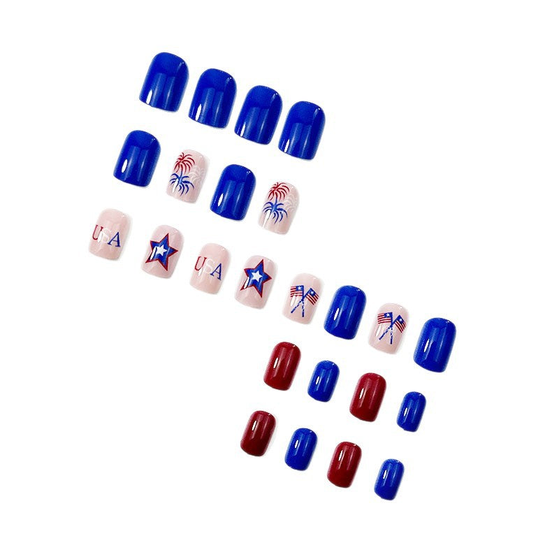 365nails: "Salute & Shine" – Star & Stripe Shimmer French Squoval Nails