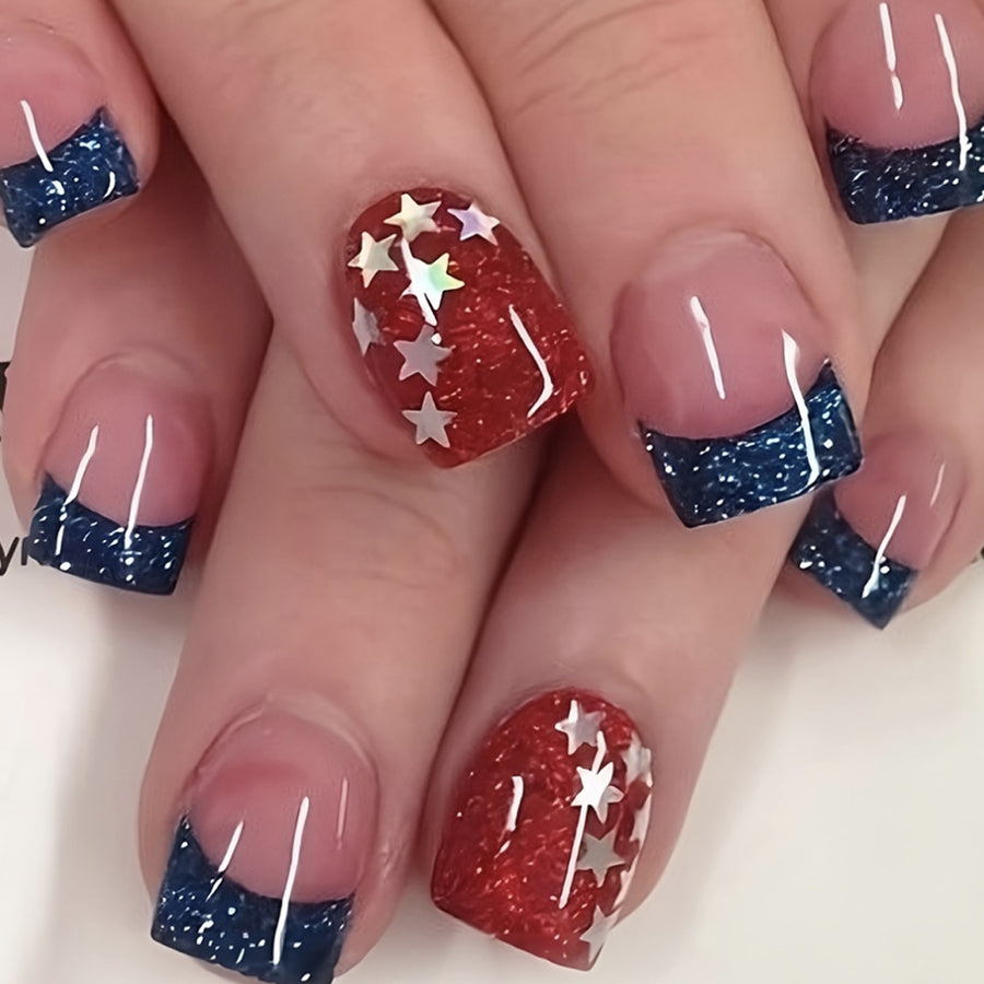 365nails: Independence Day Starry French Tip Press-On Nails