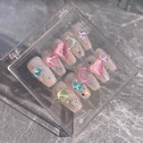 Handmade Press-on Nails Summer Sweetheart Candy Color Ice Transparent Mocha Diamond Nail Patch Wearable Nail Patch Finished Product｜365nails