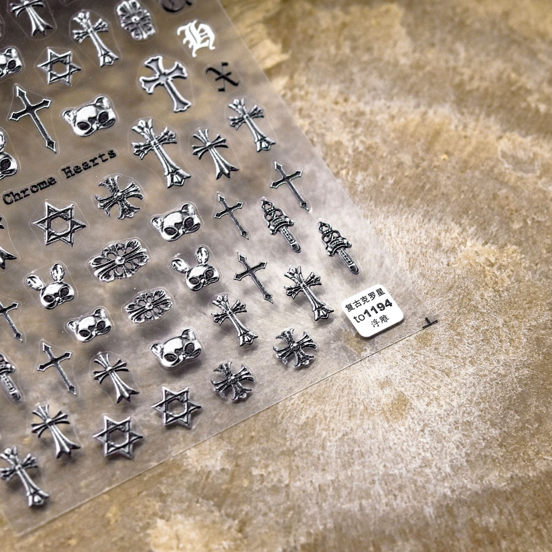 365nails: "Chrome Hearts Gothic Cross Skull" – Nail Art Stickers