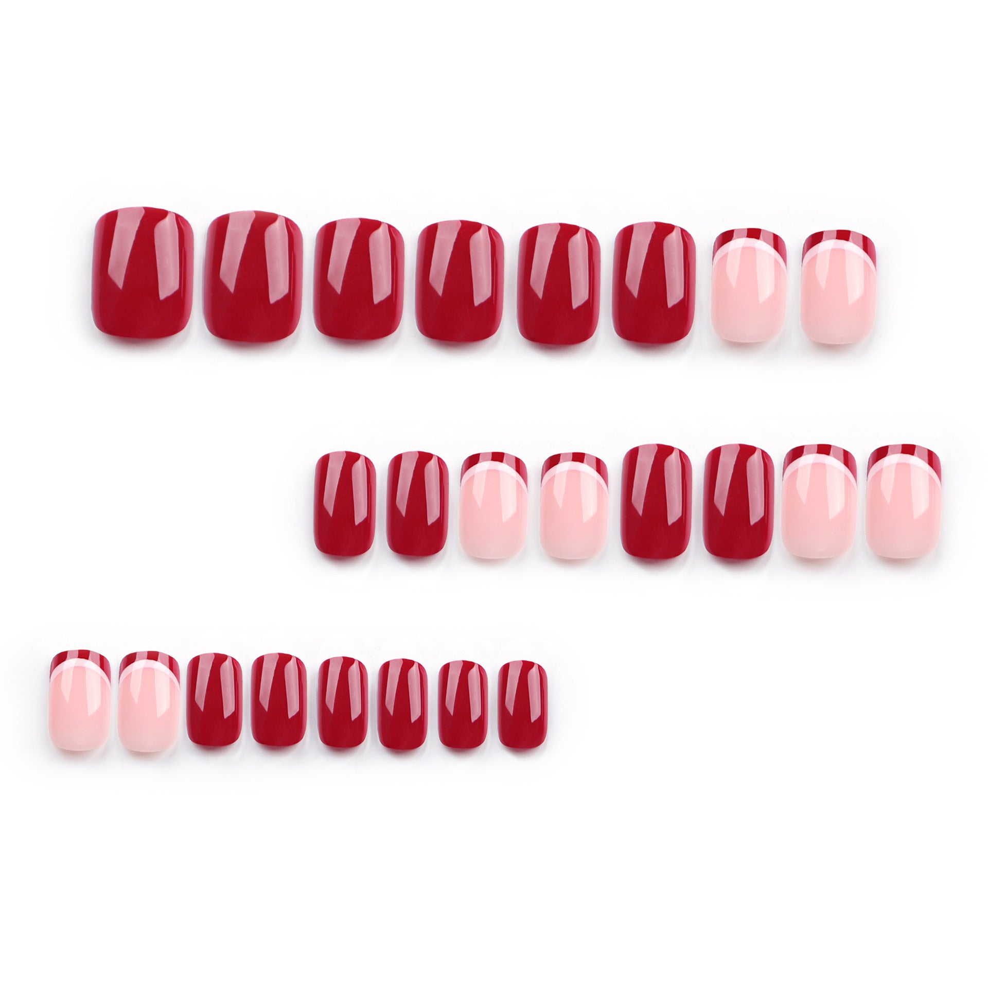 Yiwu nail art wearing nail piece solid color burgundy nail art fake nail short wearable nail sticker wholesale