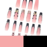 Long Stiletto Press On Nails with Pink Bows & Rhinestone Accents
