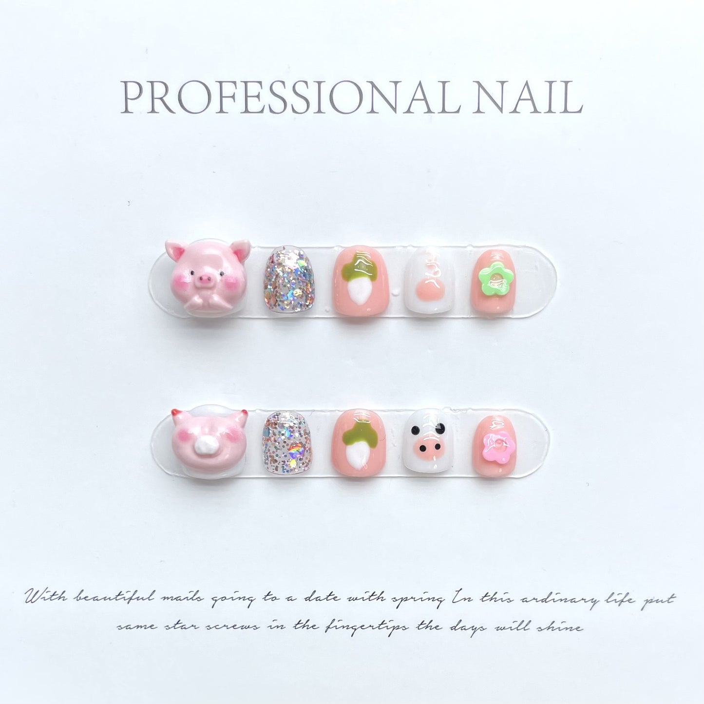 Cute Cartoon Kids Press On Nails Set