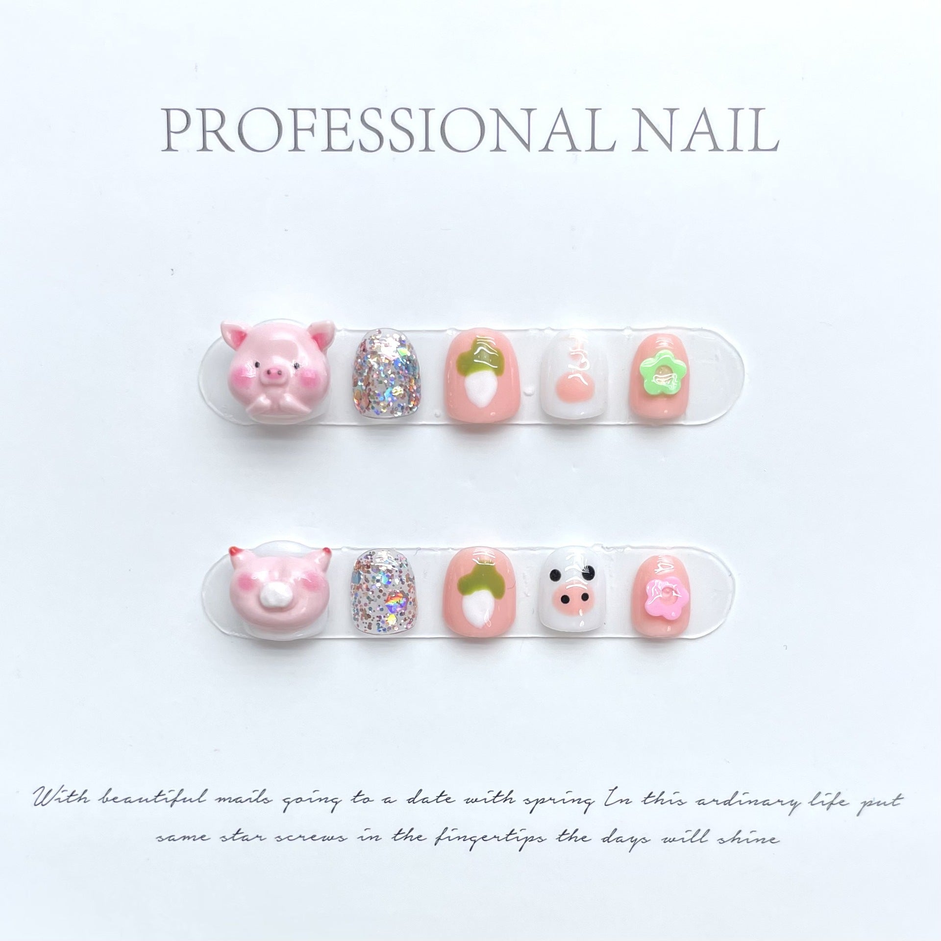 Cute Cartoon Kids Press On Nails Set