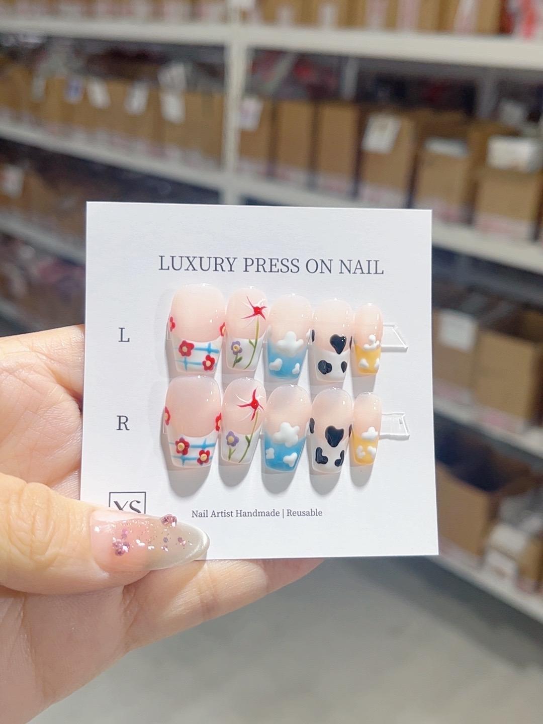 365nails-Whimsical Farm: "Pastel Playground" – Short Almond Handmade Nails
