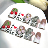 Cute Cherry Letter Star Embellished Press On Nails
