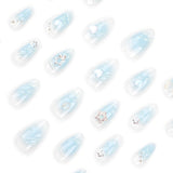 Unhas postiças destacáveis com manchas azuis, atacado, novas unhas de manicure 3D, unhas postiças com estampa de estrela do amor, unhas postiças ｜365nails