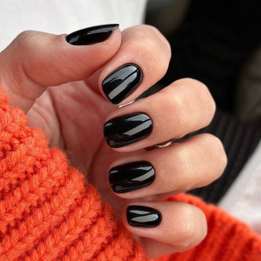 Classic black solid color manicure fake nails press on nails  hot-selling short-term wearing nail wholesale｜365nails
