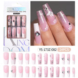 Press on nails fake nail patch extension nail Spice Girl medium rectangle removable 24 pieces with drill manicure