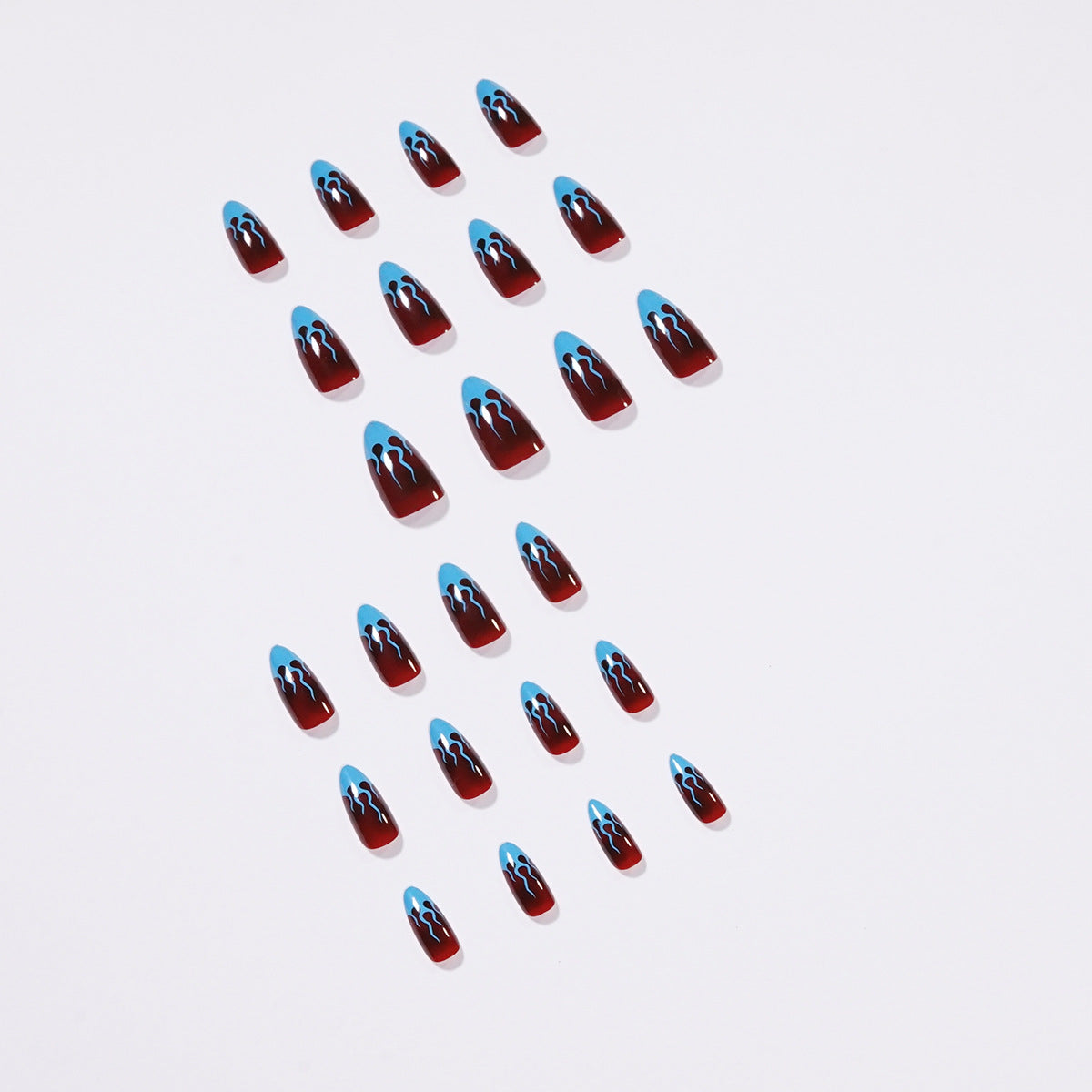 Patch de unha de outono e inverno French Wear Patch de unha âmbar Patch de unha de chama Patch de unha Produto finalizado, removível｜365 unhas