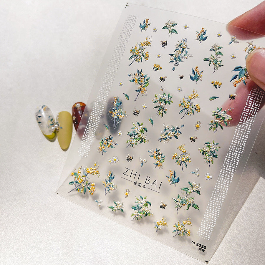 365nails: "osmanthus flower embossed set" – Nail Art Stickers
