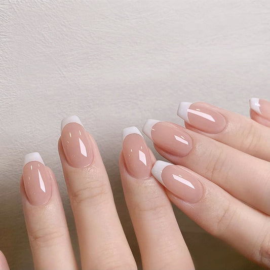 White French Ballet Wear Nail  Explosion 24 Boxed Nail Art Wholesale press on nails｜365nails