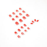 Uñas postizas con diseño de oso rojo, con diseño de roca y azúcar, con diseño de viento, para prensar y quitar (365nails)