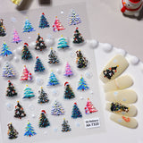 Original Christmas snowman manicure sticker 5D relief three-dimensional colored Christmas tree DIY nail sticker jewelry AA