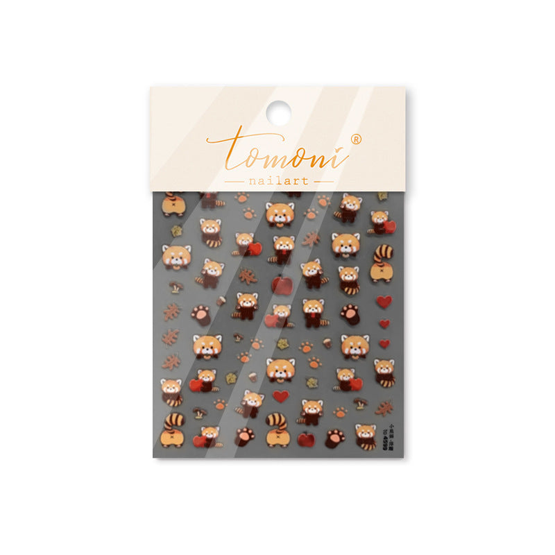 Red Panda Autumn – Cute Animal Nail Art Set