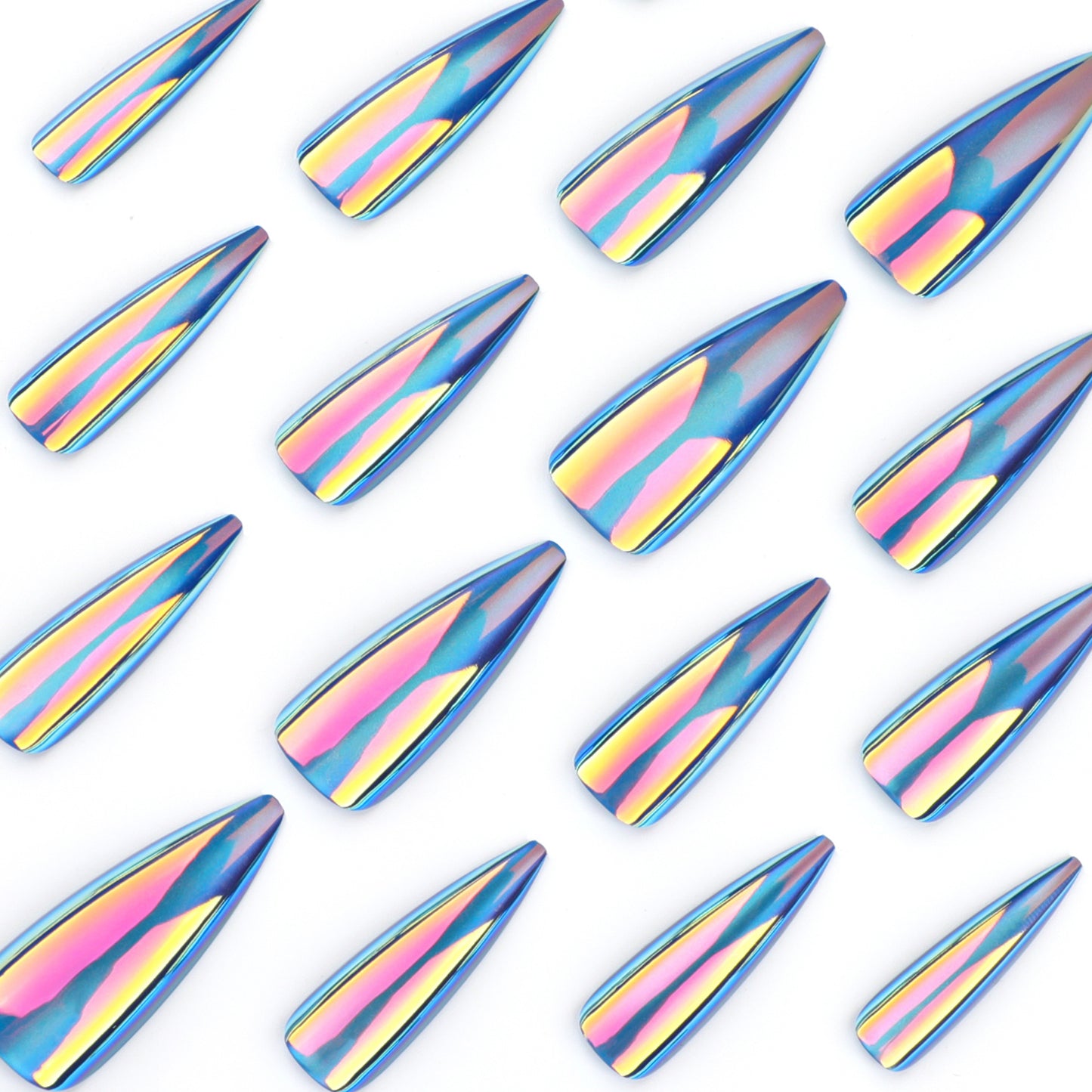 hot-selling long-pointed manicure, blue cat eye coating,   ｜365nails