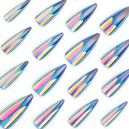 hot-selling long-pointed manicure, blue cat eye coating,   ｜365nails