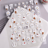 Cute Christmas Snowman Nail Art Sticker 5D Embossed Three-dimensional Santa Claus Elk Nail Sticker Ornament CA