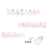 Sweet pink rose blush bow removable press-on nails