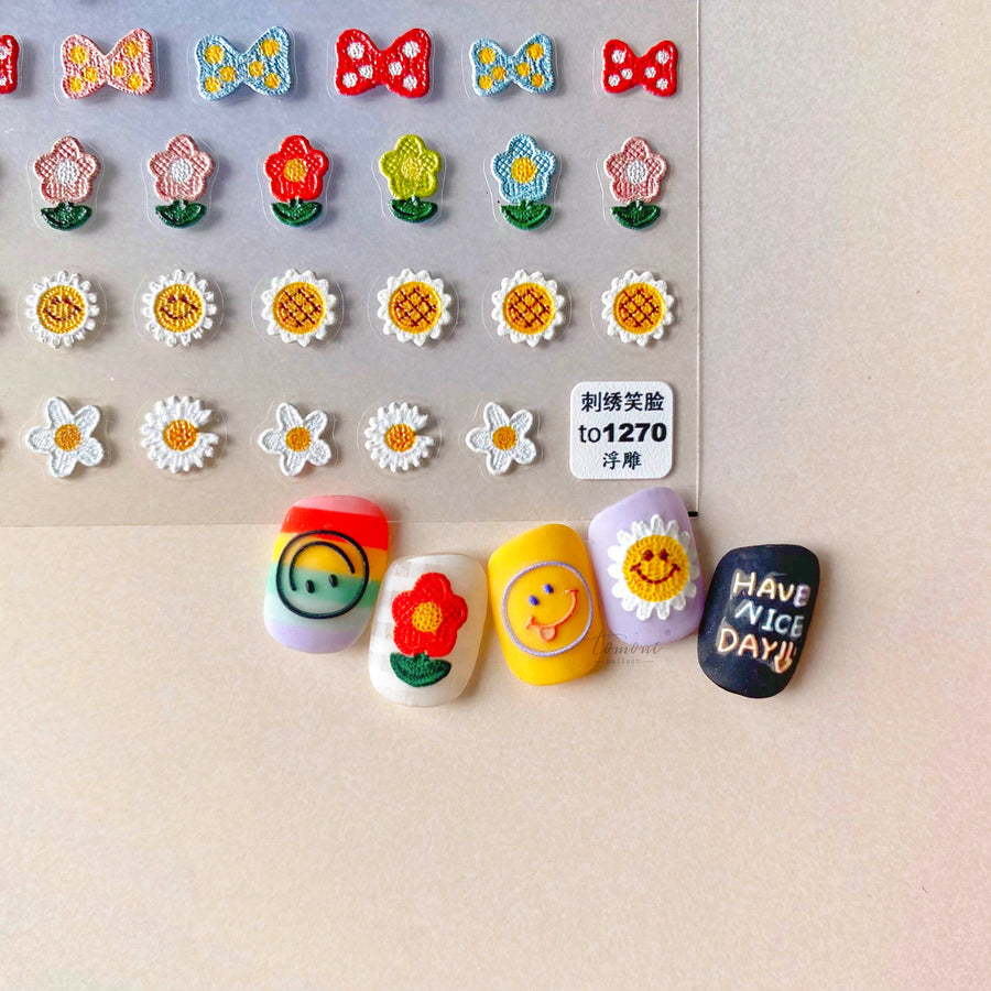 365nails: "Smiley Daisy Flower Bow Lollipop" – Nail Art Stickers
