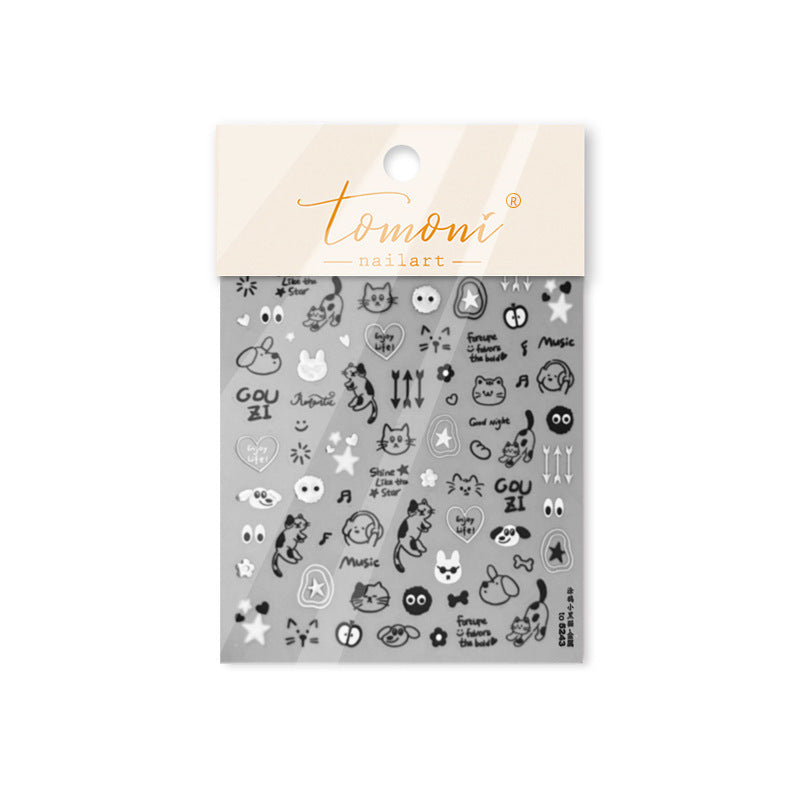 Monochrome Pet Pals – Cool Minimalist Nail Art Set