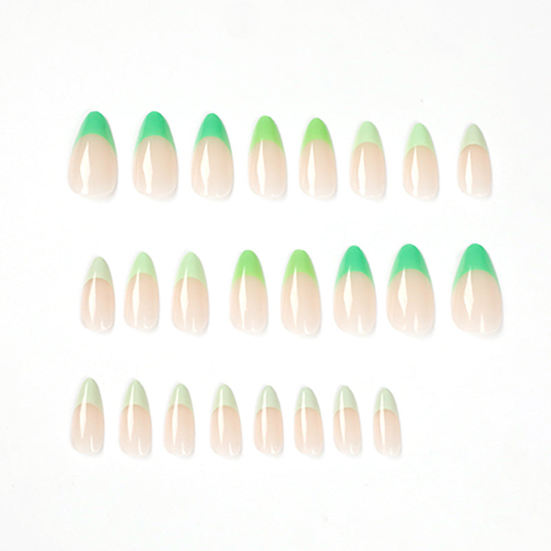 綠色法式成品穿戴甲（可拆卸）｜365nails